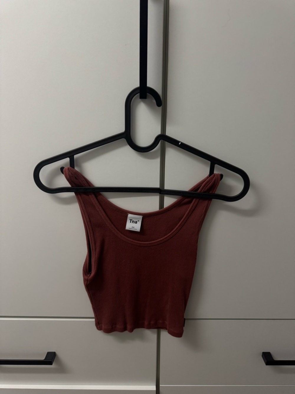 TNA Ribbed Crop Tank in Burnt Clay